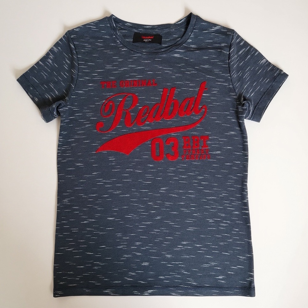 Blue Graphic T-Shirt with Red Print